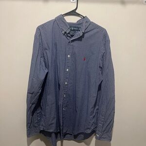 Ralph Lauren Navy and White Gingham Button-Down Shirt